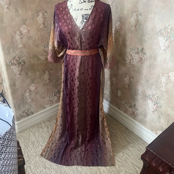 FREE PEOPLE ELECTRIC UNIVERSE BELTED KAFTAN MAXI DRESS MEDIUM LARGE - Picture 2 of 6